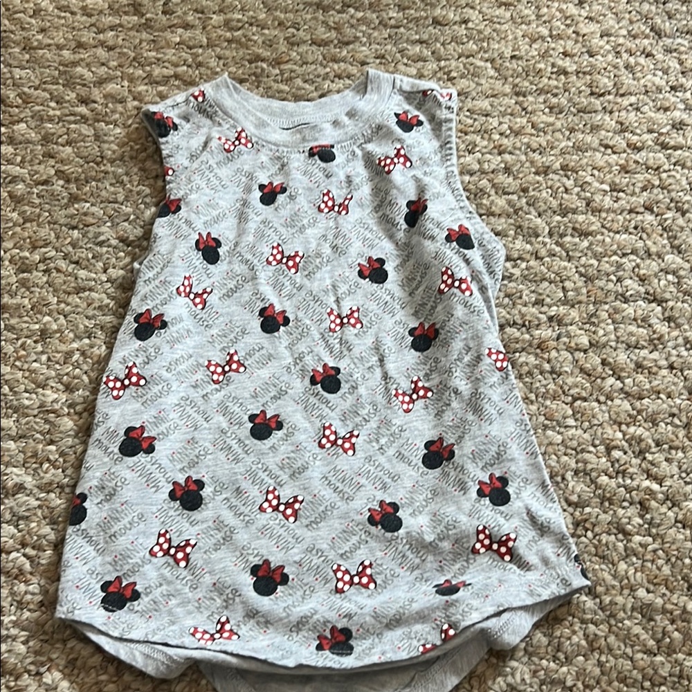 Disney Gray and Red Tank Top with Flutter Sleeves